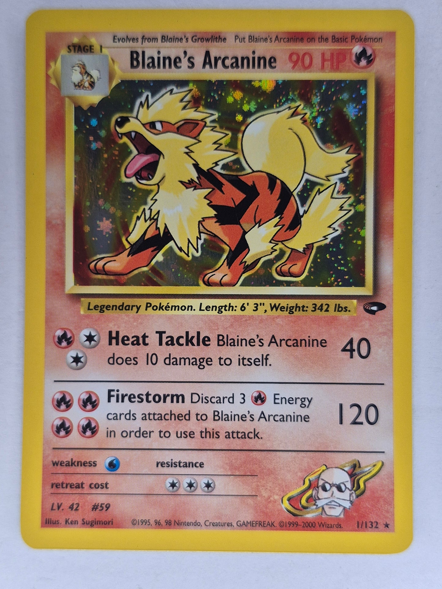 Blain's Arcanine 1/132 gym challenge holo rare LP 2000 pokemon