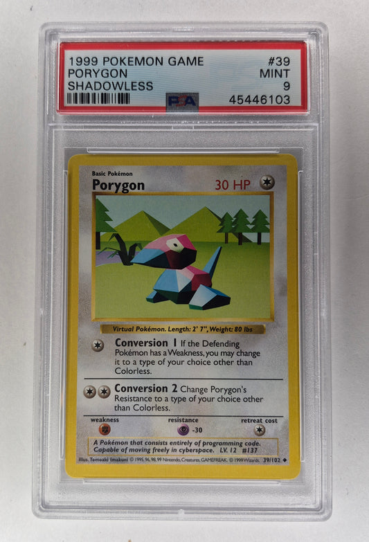 1999 Pokémon Base Set 39/102 Porygon Non Holo Shadowless PSA 9 mint