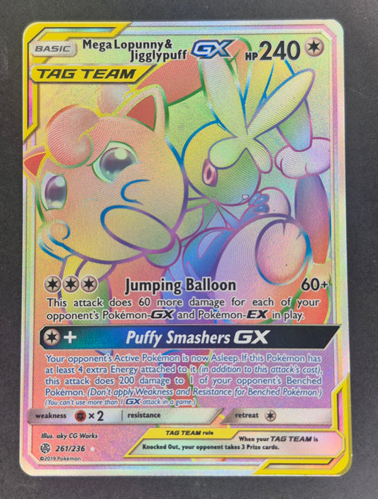 Mega Lopunny & Jigglypuff GX 261/236 Secret Rare Cosmic Eclipse NM