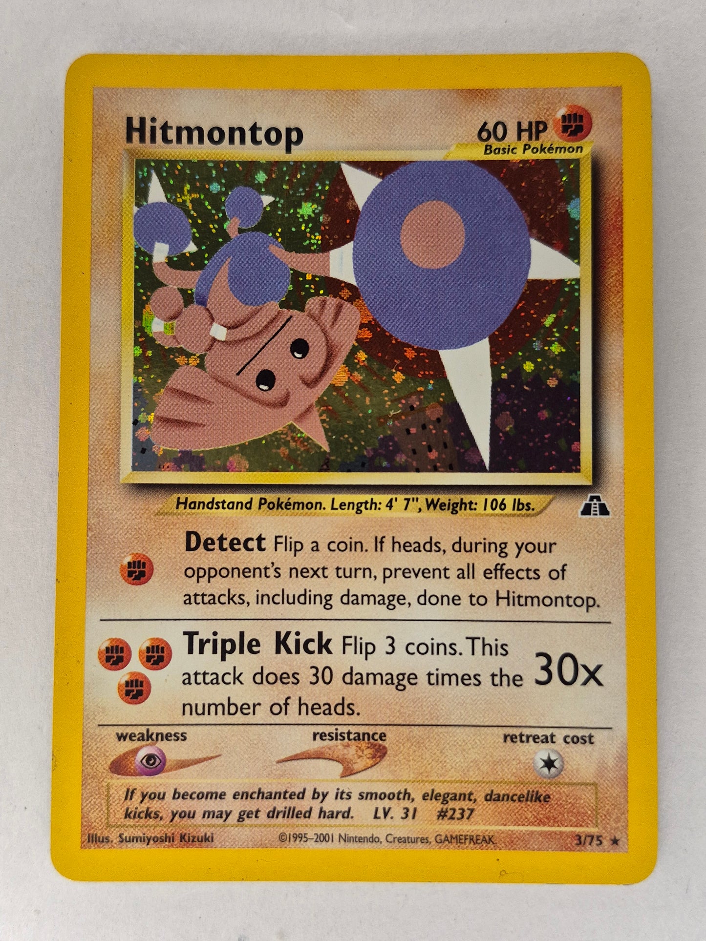 Hitmontop 3/75 Neo Discovery Holo Rare 2001 Pokemon Card LP/MP