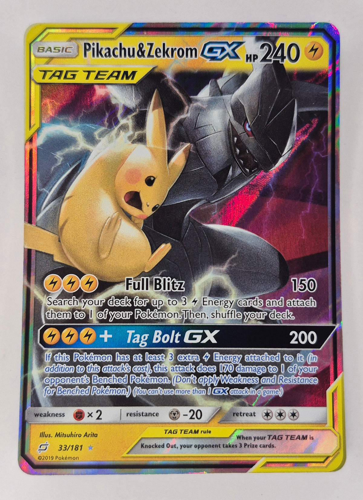 2019 Pikachu & Zekrom GX TAG TEAM 33/181 Pokémon TCG NM