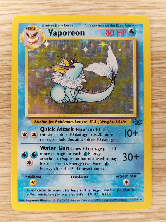 Pokemon 1999 Vaporeon Holo Rare Jungle 12/64 HP #1