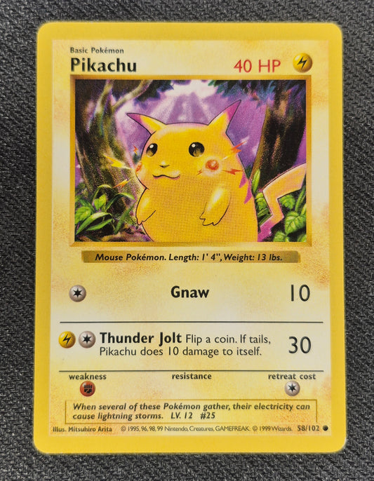 Pikachu Red Cheeks Shadowless 58/102 Base Set 1999 Pokemon TCG Card LP