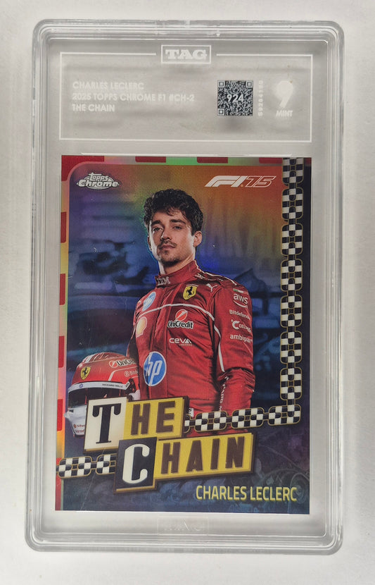 2025 Topps Chrome F1 CH-2 Charles LeClerc The Chain TAG 9