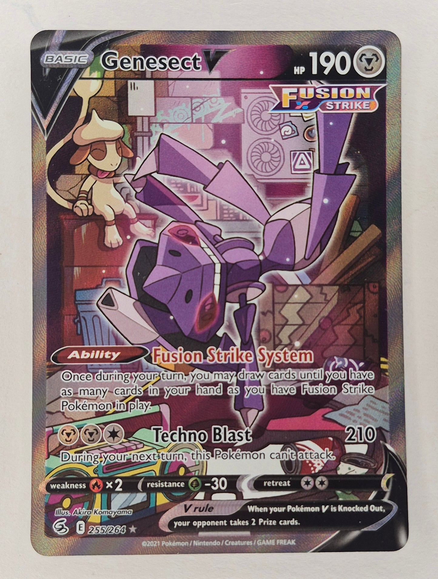 Pokemon TCG Fusion Strike Genesect V Alternate Art Secret Rare 255/264