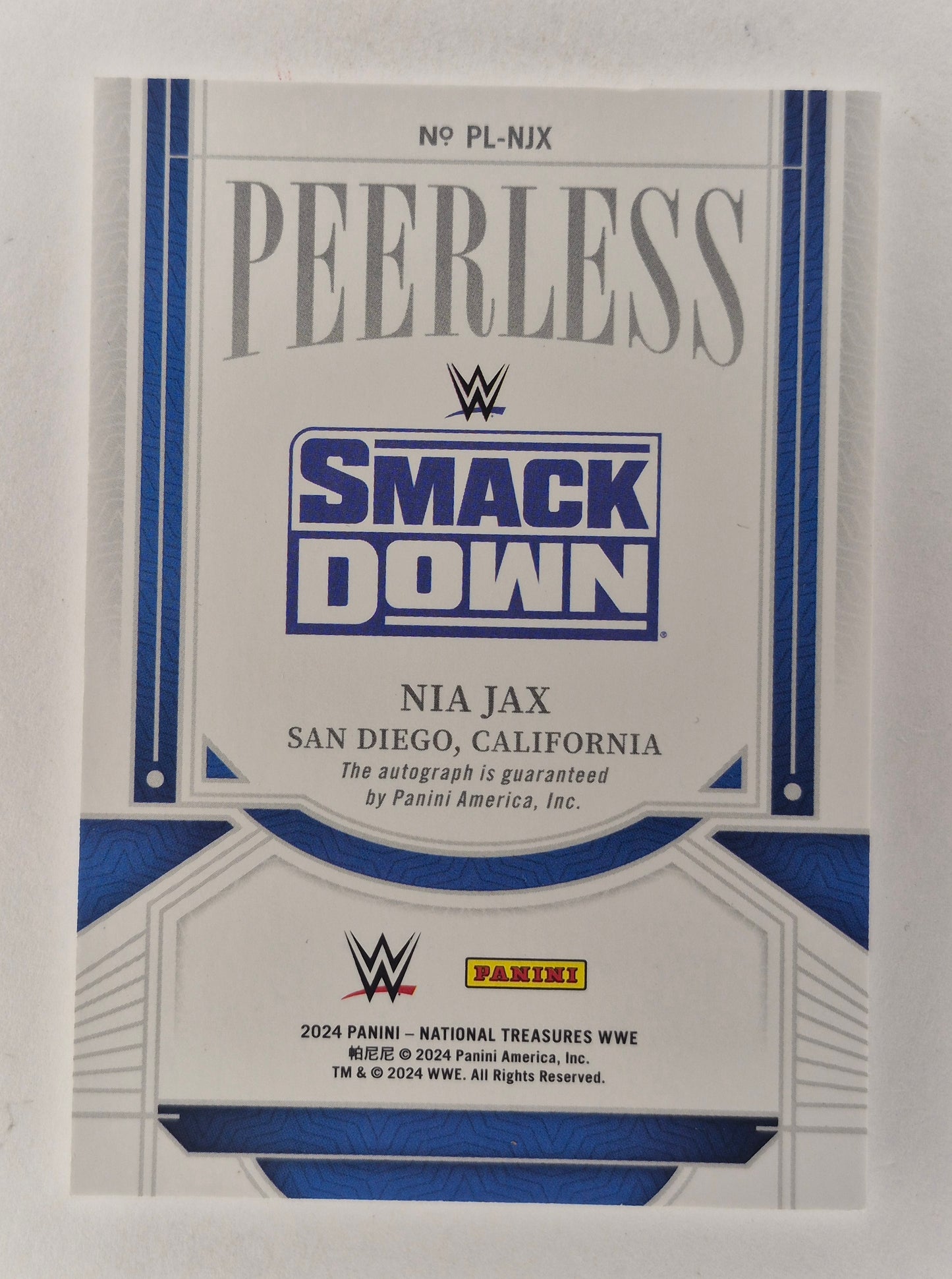 2024 Panini National Treasures WWE  PL-NJX Peerless Nia Jax Auto 12/99