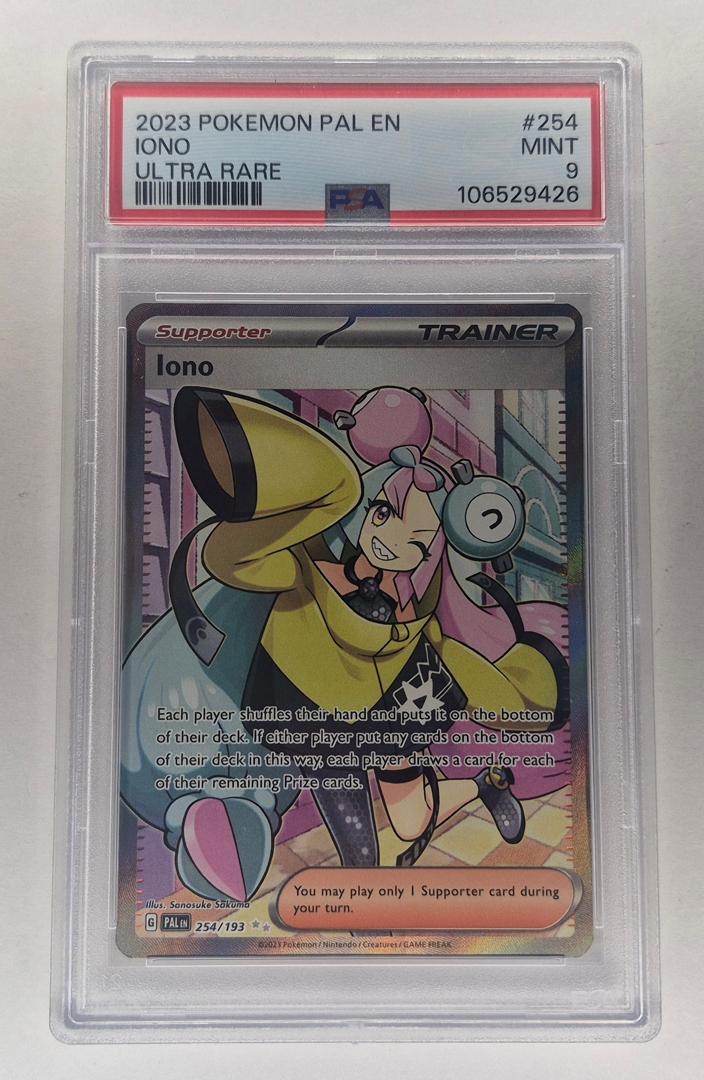 Pokémon TCG Iono Scarlet & Violet - Paldea Evolved 254/193 Holo Ultra Rare PSA 9