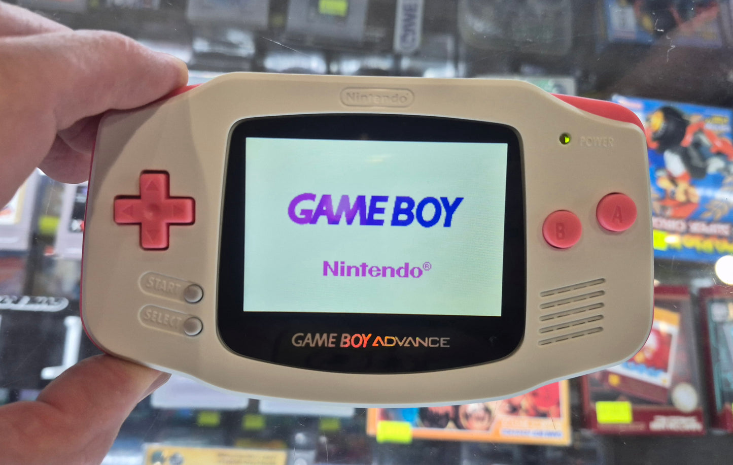 2000 Nintendo Gameboy Advance AGB-001 Brand new White/pink case,IPS Backlit screen VGC New!