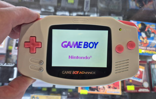 2000 Nintendo Gameboy Advance AGB-001 Brand new White/pink case,IPS Backlit screen VGC New!