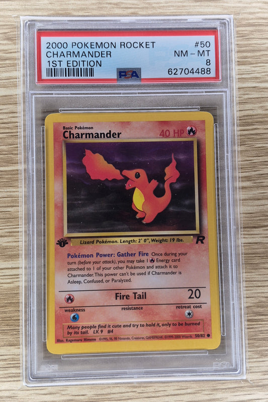 PSA 8 CHARMANDER 50/82 1st Edition Team Rocket WOTC - Pokemon Card 2000