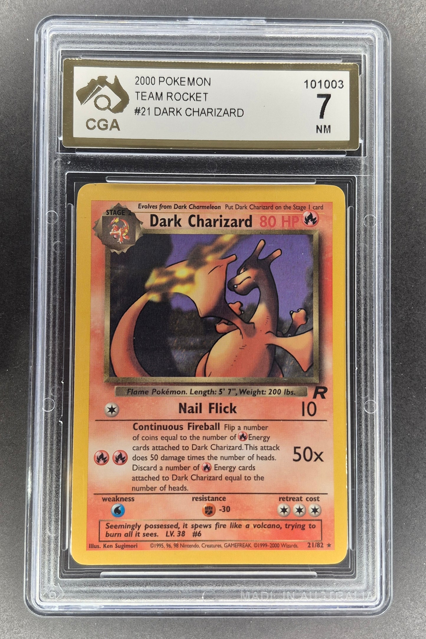 2000 Pokemon Team Rocket 21/82 Dark Charizard Non Holo CGA 7