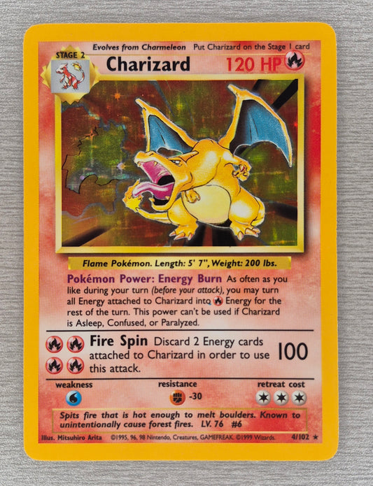 1999 Pokémon TCG Base Set 4/102 Charizard Holo LP/MP