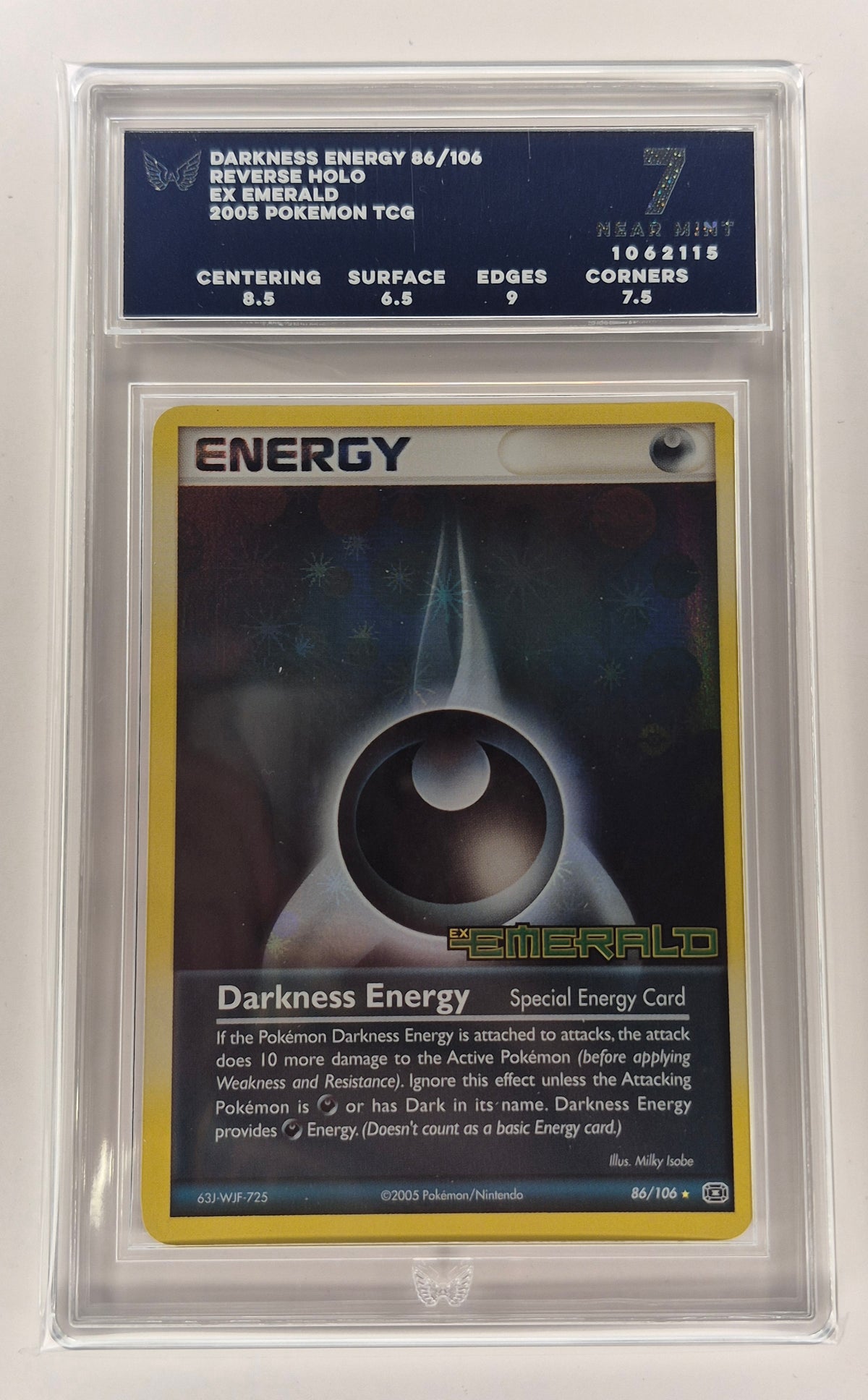 2005 Pokémon EX Emerald Stamped Darkness Energy Rev Holo 86/106 ARK 7 PSA