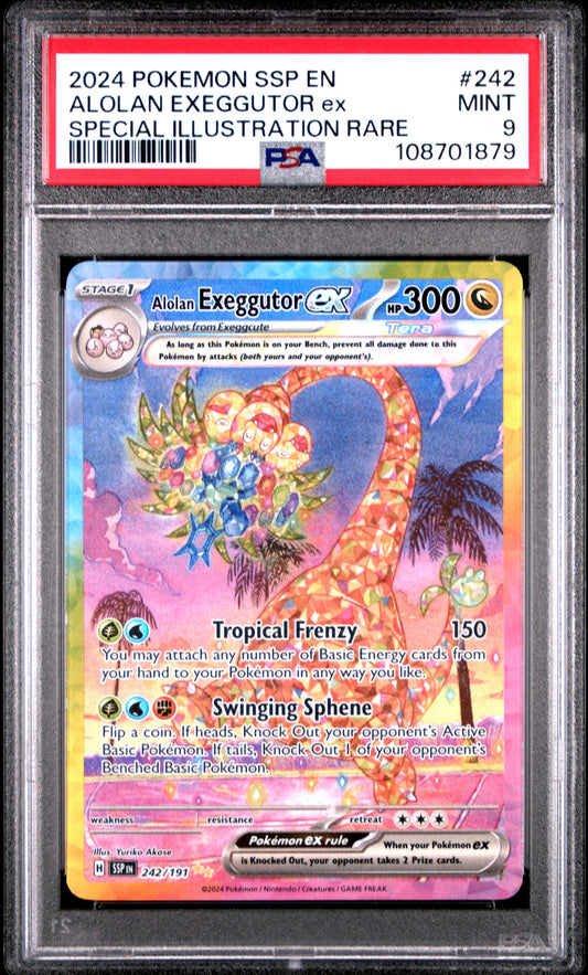 2024 Pokémon Surging Sparks 242/191 Alolan Exeggutor EX Special Illustration Rare PSA 9