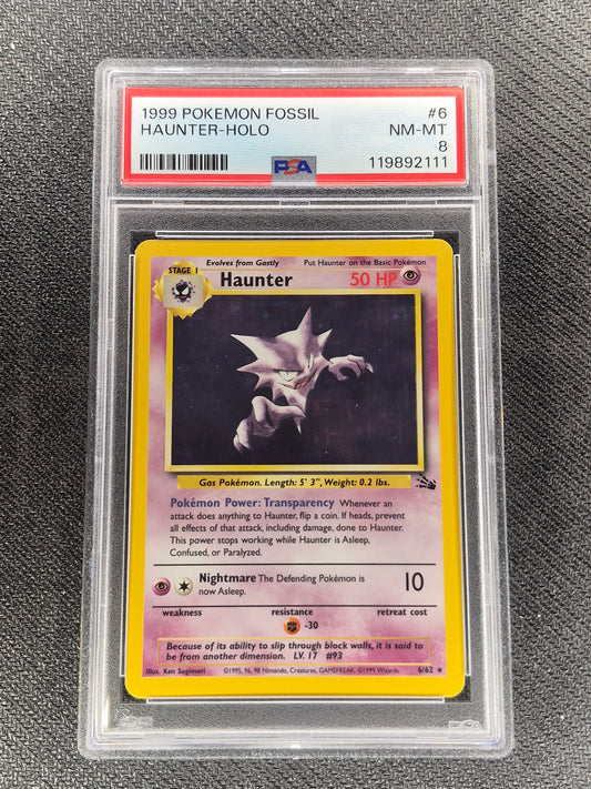 1999 Pokémon Haunter 6/62 Holo Rare Fossil PSA 8