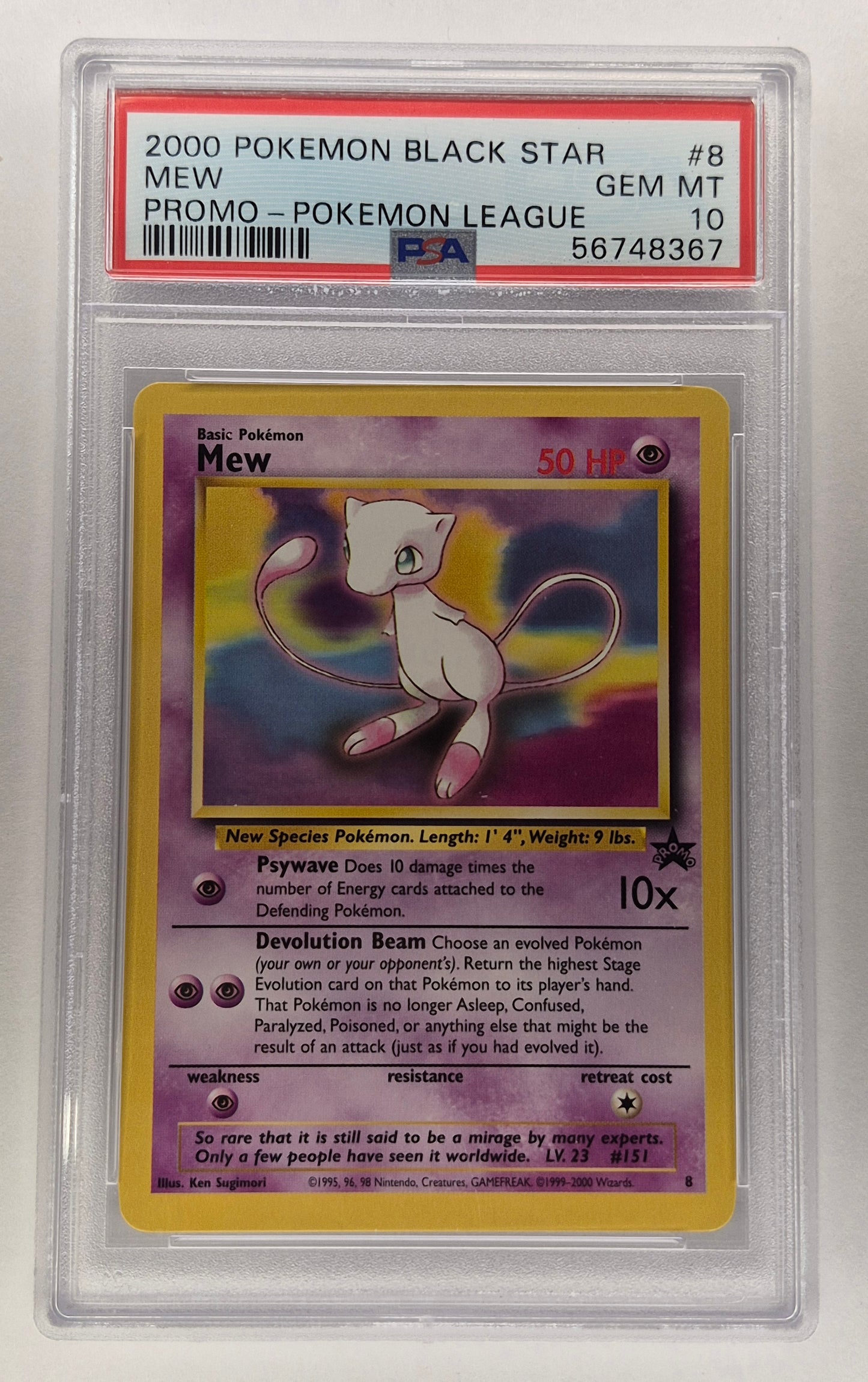 2000 Pokémon Black Star Promo #8 Mew Pokémon League PSA 10