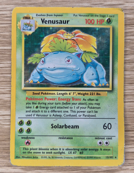 1999 Pokémon Base Set Venusaur Holo HP 15/102(SEE Pics)