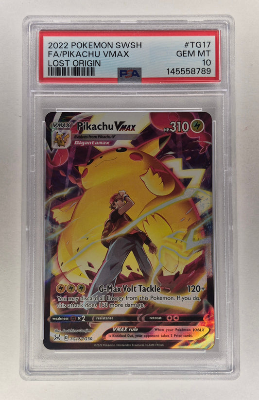 2022 POKEMON SWORD & SHIELD LOST ORIGIN #TG17 FA/PIKACHU VMAX LOST ORIGIN PSA 10