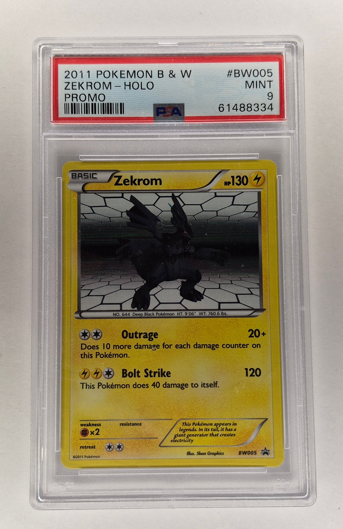2011 Pokémon B&W Zekrom Holo BW005 Promo PSA 9