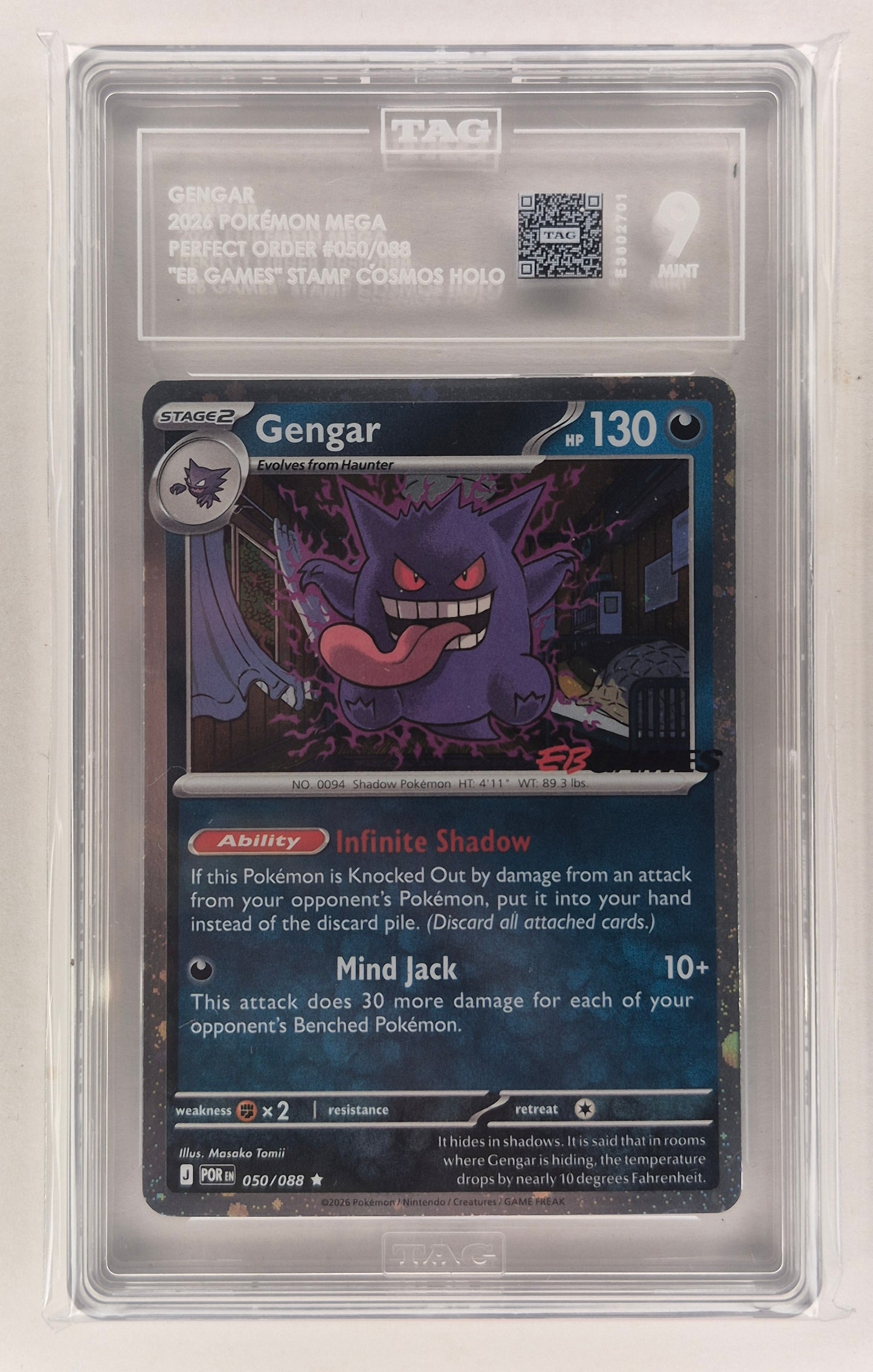 2026 Pokemon  Gengar 050/088 EB Games Exclusive Cosmos Holo Promo TAG 9 Mint