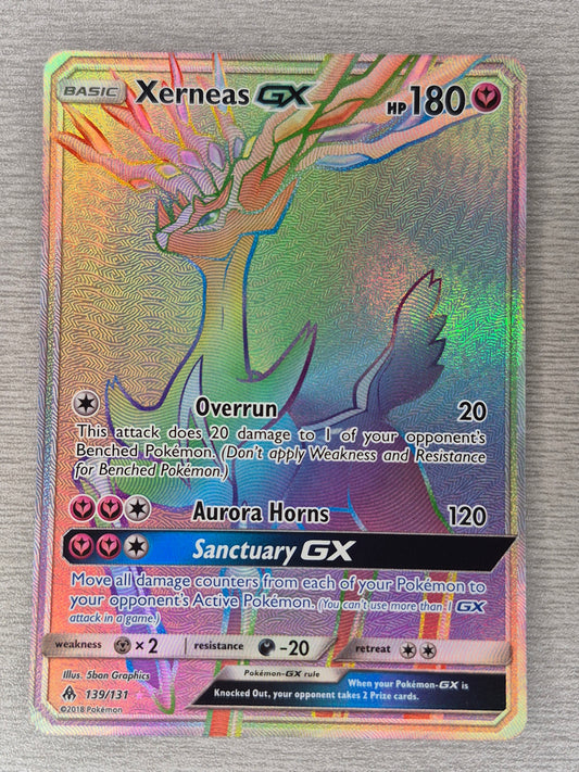 Pokémon Xerneas GX 139/131 Forbidden Light Rainbow Rare Holo Full Art LP