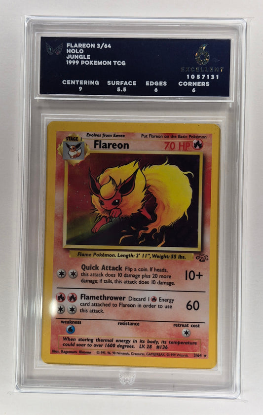 1999 Pokémon Jungle 3/64 Flareon Holo ARK PSA 6 Excellent