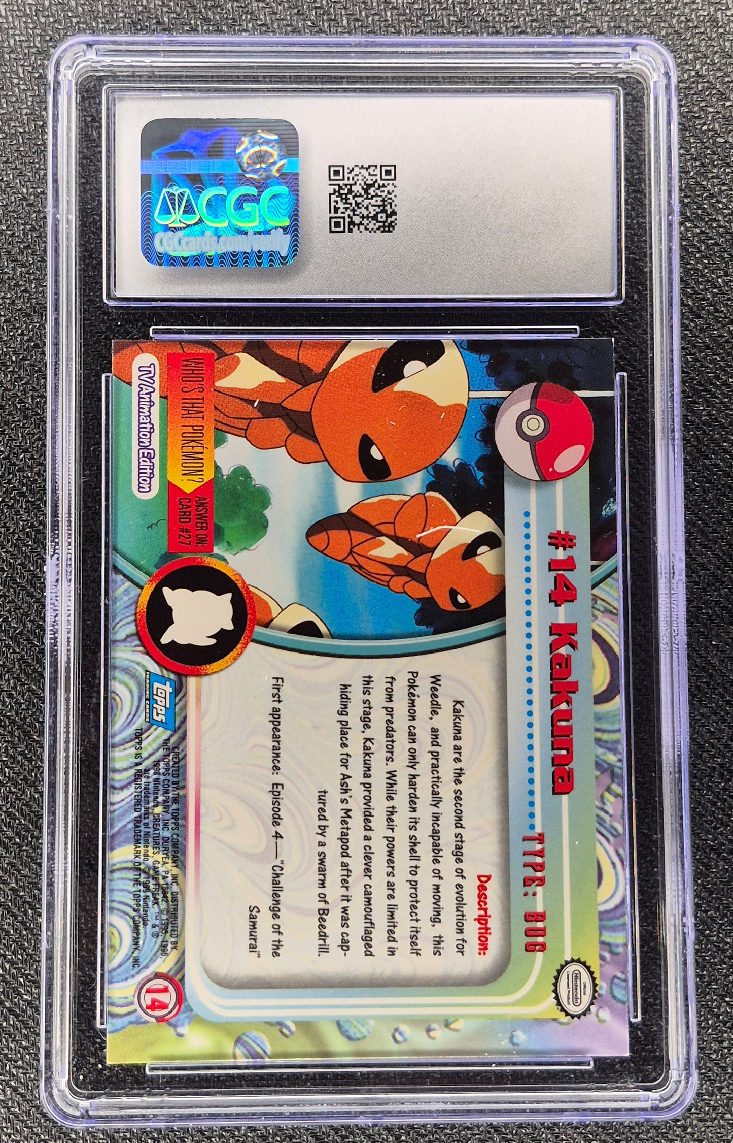 1999 Topps Pokémon Series 1 First Print Kakuna #14  Silver Foil  CGC 9.5