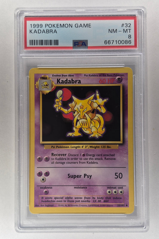 1999 Pokémon Base Set 32/102 Kadabra Non-Holo PSA 8 NM-MT