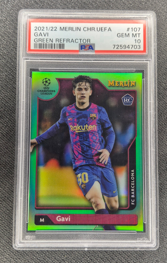 2021-22 Topps Merlin Champions League 89/99 RC GAVI Green #107 PSA 10