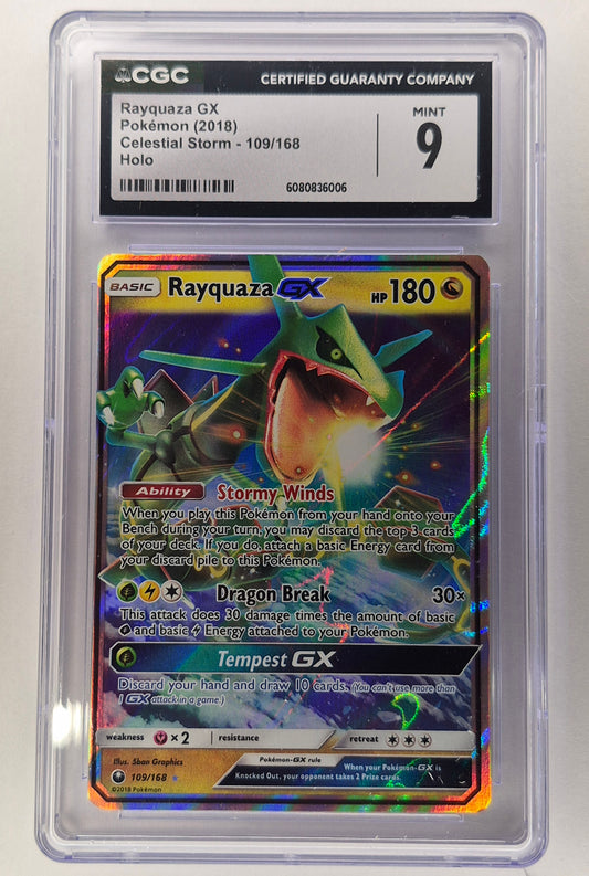2018 Pokémon Celestial Storm 109/168 Rayquaza GX CGC 9