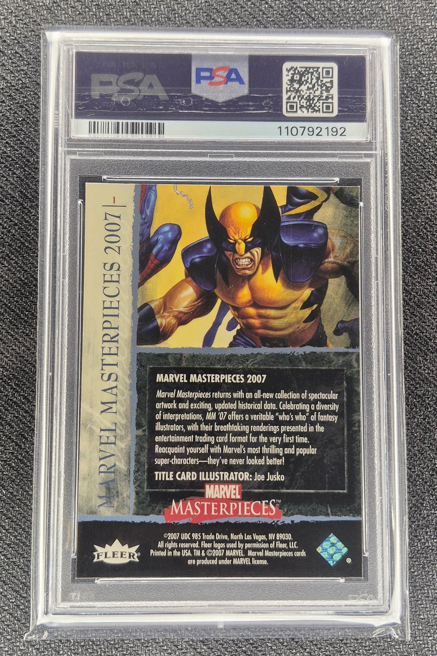 2007 Marvel Masterpieces #1 Hulk,Spider-Man Title Card Foil PSA 8  NR-MT