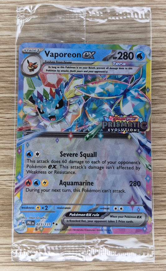 2025 Pokémon Prismatic Evolutions 023/131 Vaporeon ex Stamped Promo Sealed