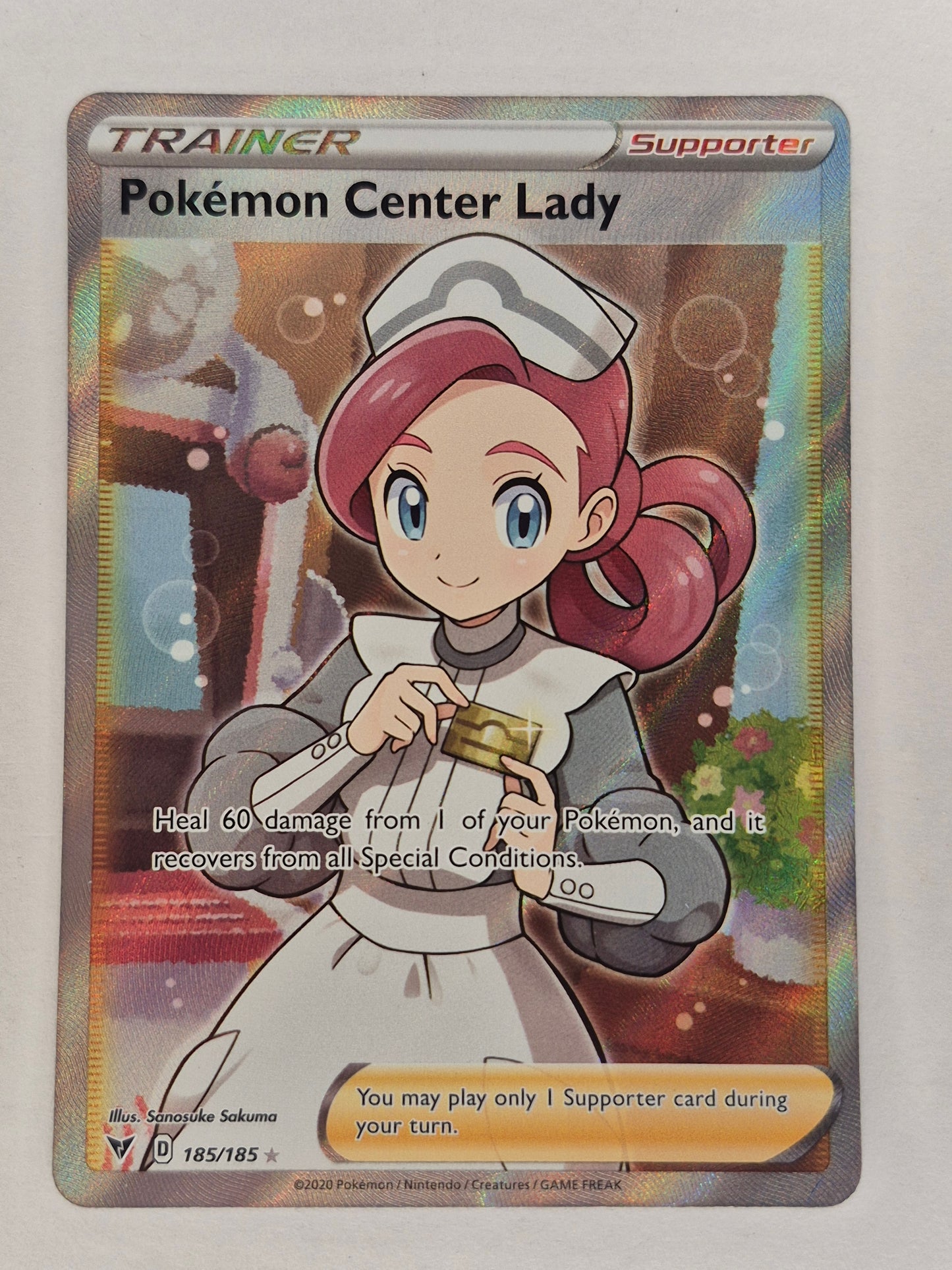 Pokemon Center Lady 185/185 Pokemon Vivid Voltage Holo NM