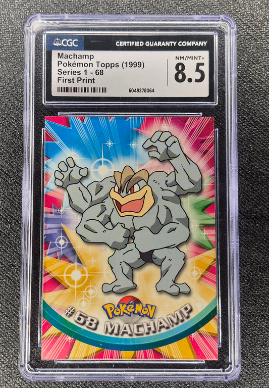 1999 Topps Pokémon Series 1 First Print Machamp #68  CGC 8.5