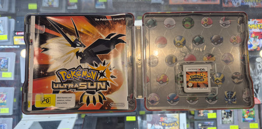 Nintendo 3DS Pokemon Ultra Sun Video Game PAL in Steel Book Case Tested