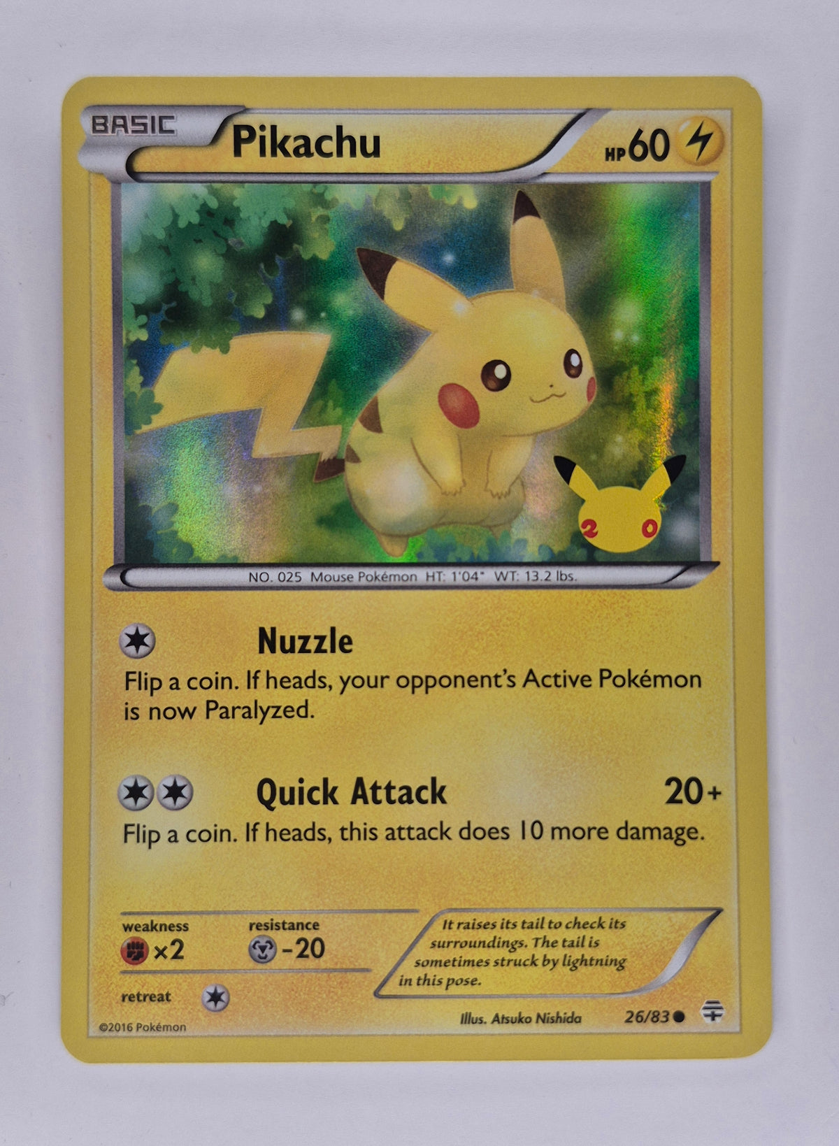 Pokemon Pikachu 26/83 - Excellent - Generations - 20th Anniversary - Stamped LP see last pic