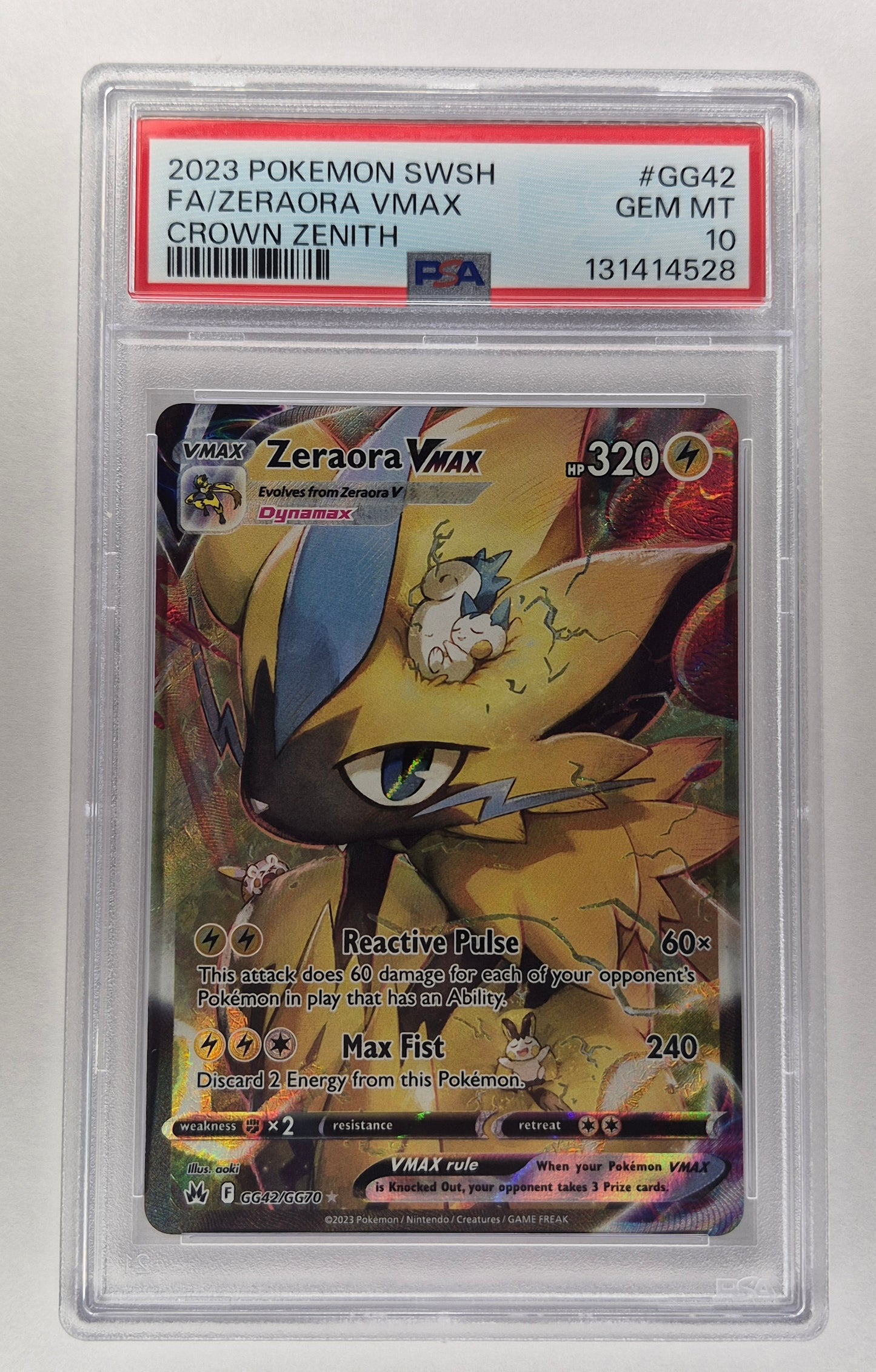 2023 Pokémon SWSH Crown Zenith GG42/GG70 Full Art Zeraora Vmax PSA 10