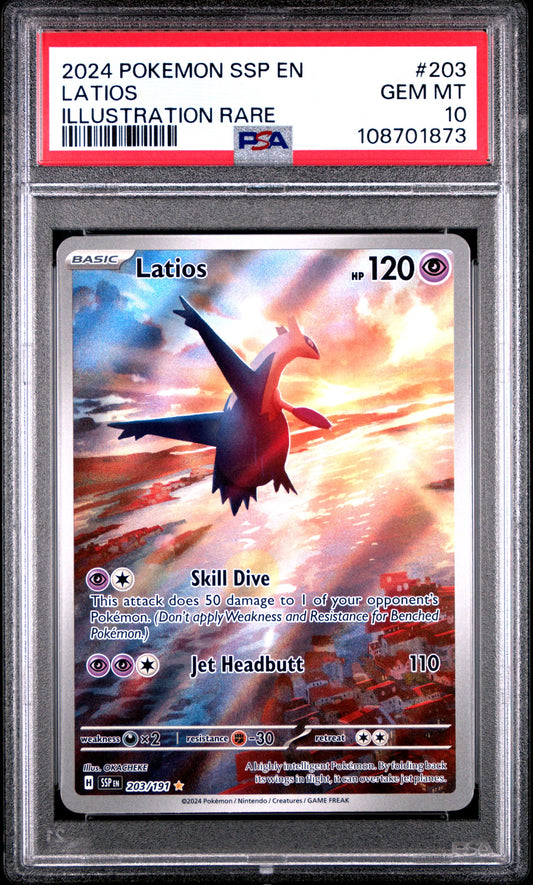 2024 Pokémon Surging Sparks 203/191 Latios Illustration Rare PSA 10