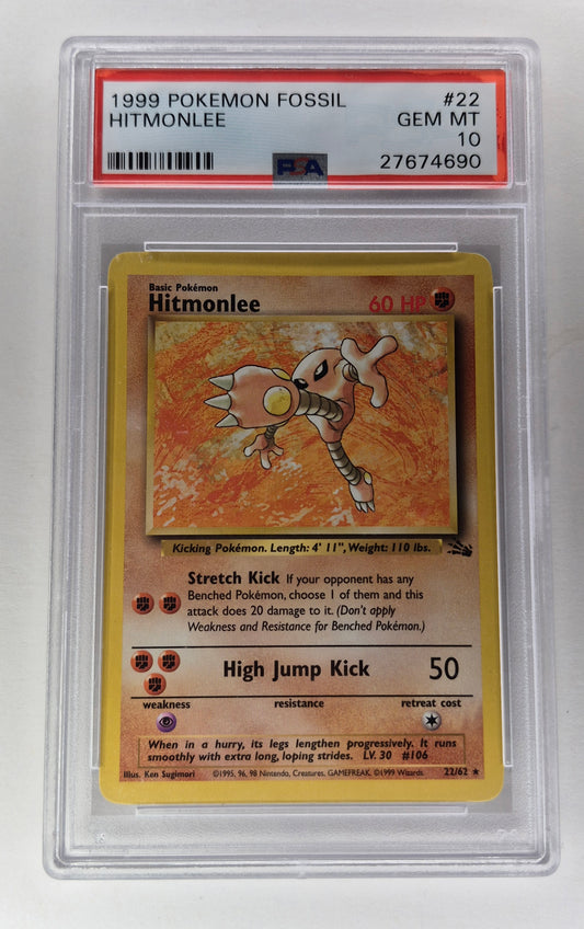 1999 Pokémon Fossil 22/62 Hitmonlee Non Holo PSA 10