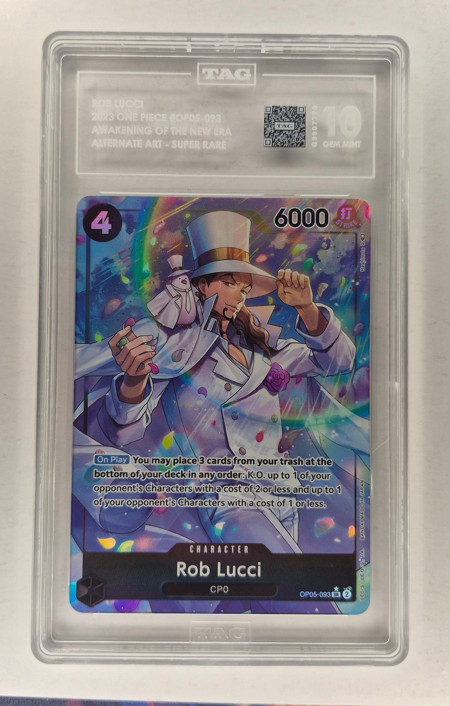 2023 One-Piece OP05-093 Rob Lucci SR Alt Art Awakening of the New Era TAG 10
