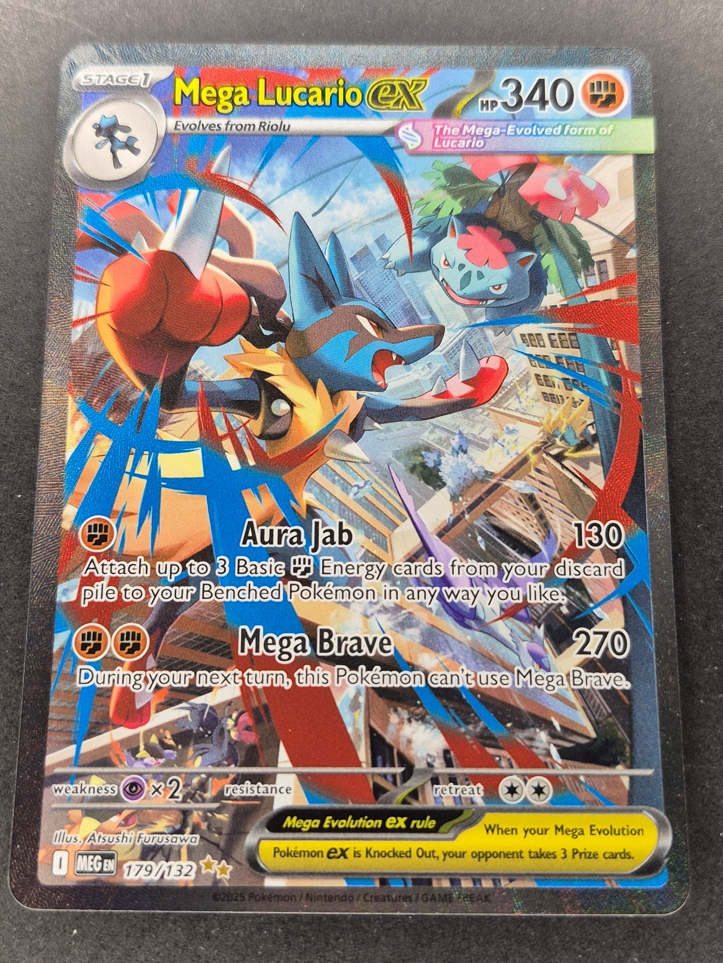 POKEMON MEGA EVOLUTION  MEGA LUCARIO EX 179/132  SPECIAL ILLUSTRATION RARE  SIR NM