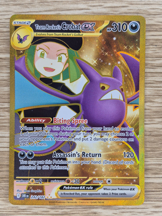 Pokemon Destined Rivals 242/182 Gold Team Rocket's Crobat ex