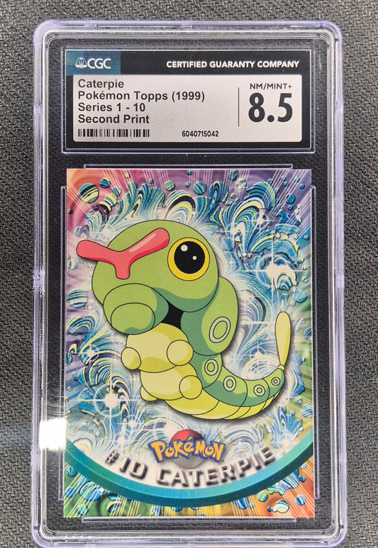 1999 Caterpie Pokemon Topps Series 1-10 Second Print CGC 8.5