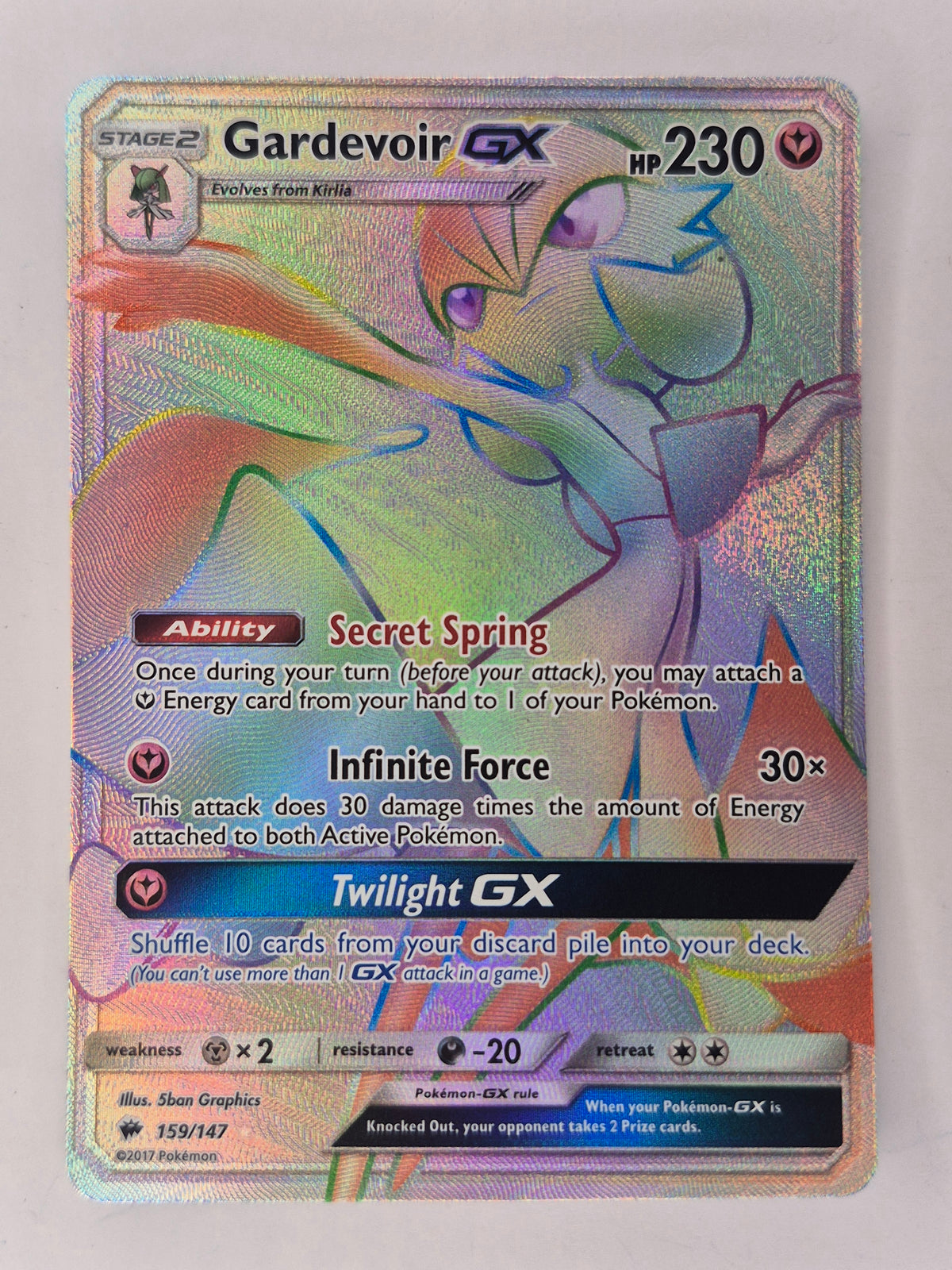 Gardevoir GX 159/147 Rainbow Secret Rare Burning Shadows Pokemon  LP