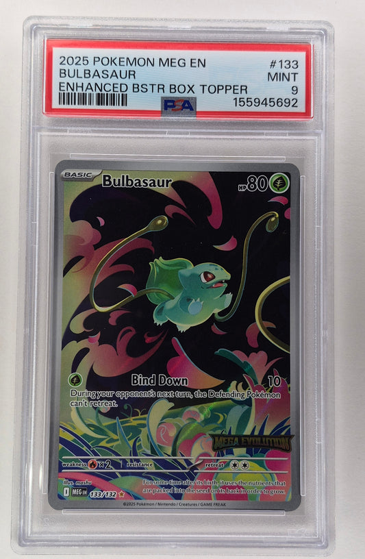 Bulbasaur STAMPED 133/132 Mega Evolution Illustration Rare Pokémon TCG PSA 9