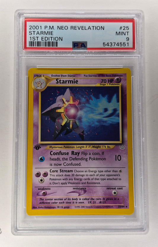 2001 Pokémon Neo Revelation 25/64 Starmie 1st Edition PSA 9