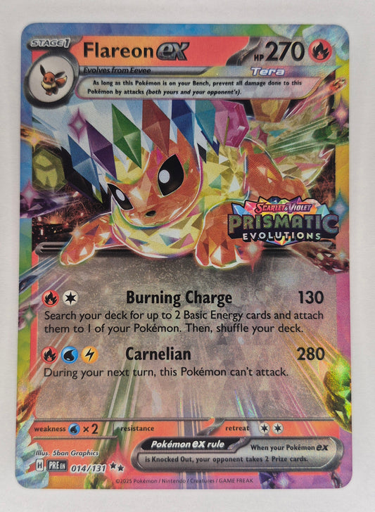 Pokemon Prismatic Evolutions Flareon EX Stamped Promo 014/131 NM