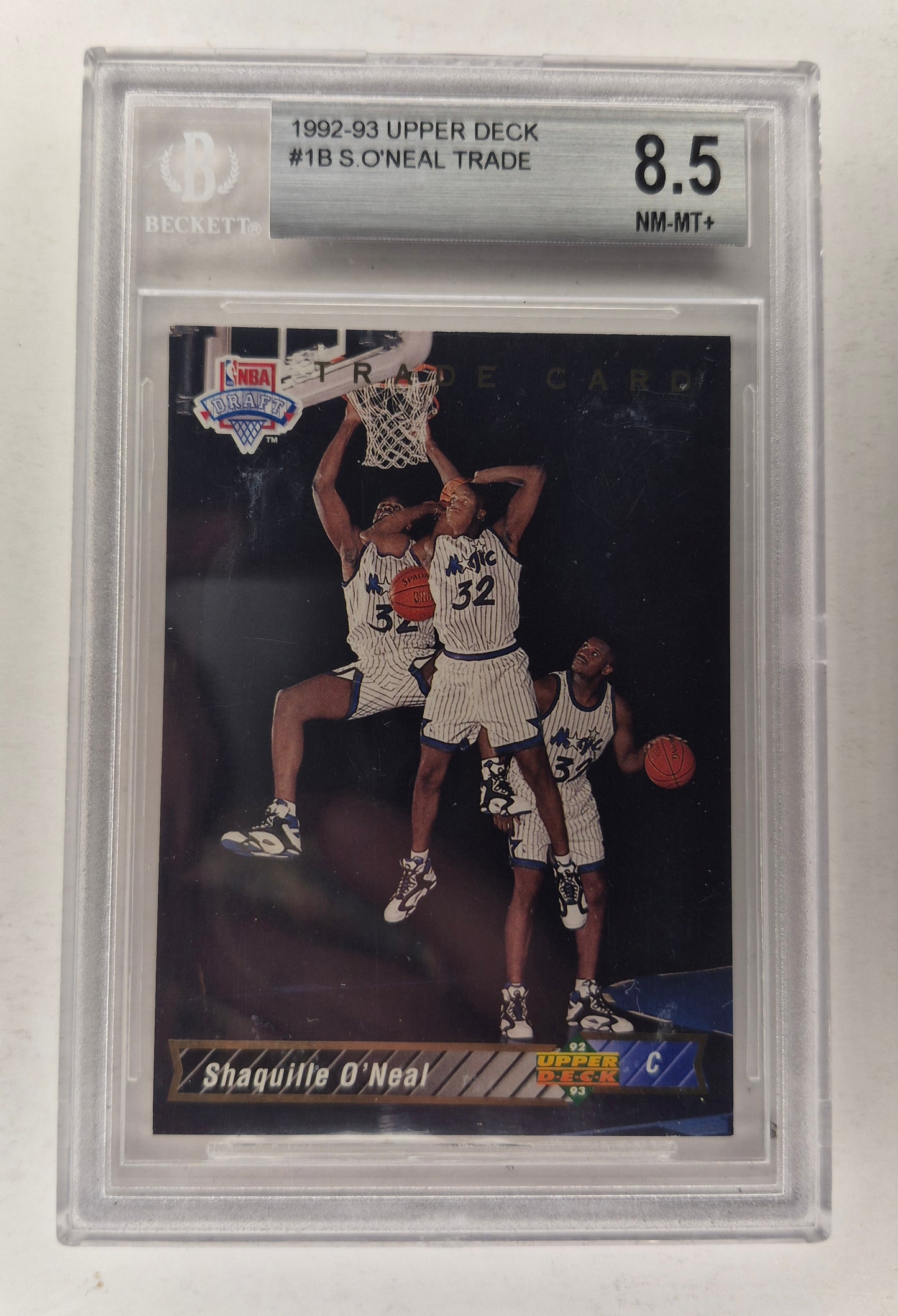 1992-93 Upper Deck Shaquille O'neal 1B Trade Card Beckett 8.5
