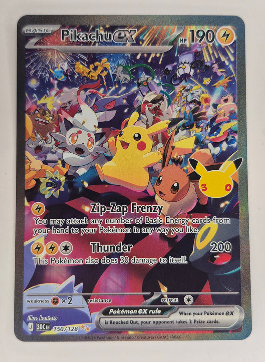 Pokemon Card TCG Pikachu Ex 150/128 Night 30th Celebration SIR NM