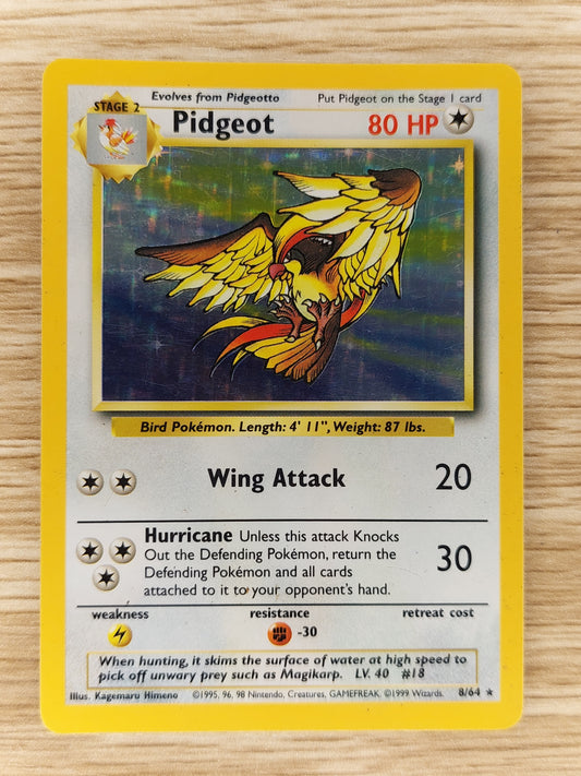 Pokemon 1999 Pidgeot Jungle No Rarity Symbol Holo Rare 8/64 HP #1